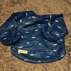 Navy Whale Print Long-Sleeve Bib